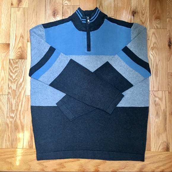 Mexx men’s grey and blue sweater with partial zip - Picture 2 of 12